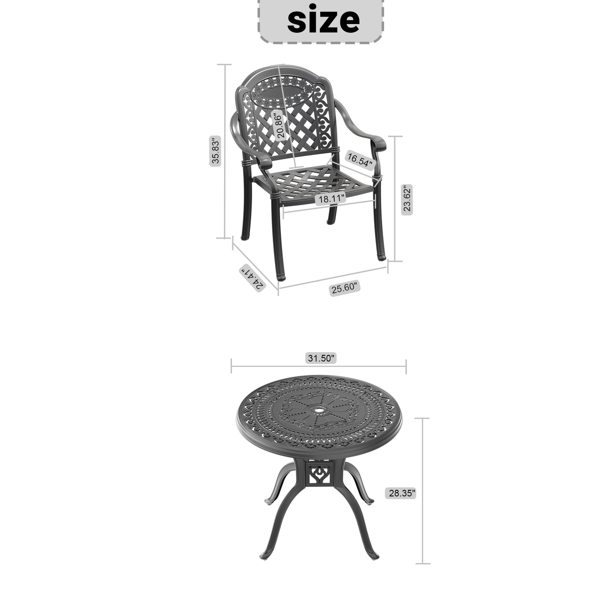 Cushions In Random Colors 5 Piece Set Of Cast Aluminum Patio Furniture With Cushions Yes Dining Set Black Seats 4 Rust Resistant Frame Water Resistant Cushion Garden & Outdoor Complete Patio Sets