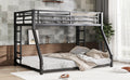 Metal Full Xl Over Queen Bunk Bed For Teens And Adults, Noise Reduced No Box Spring Needed, Black Full Xl Black Metal