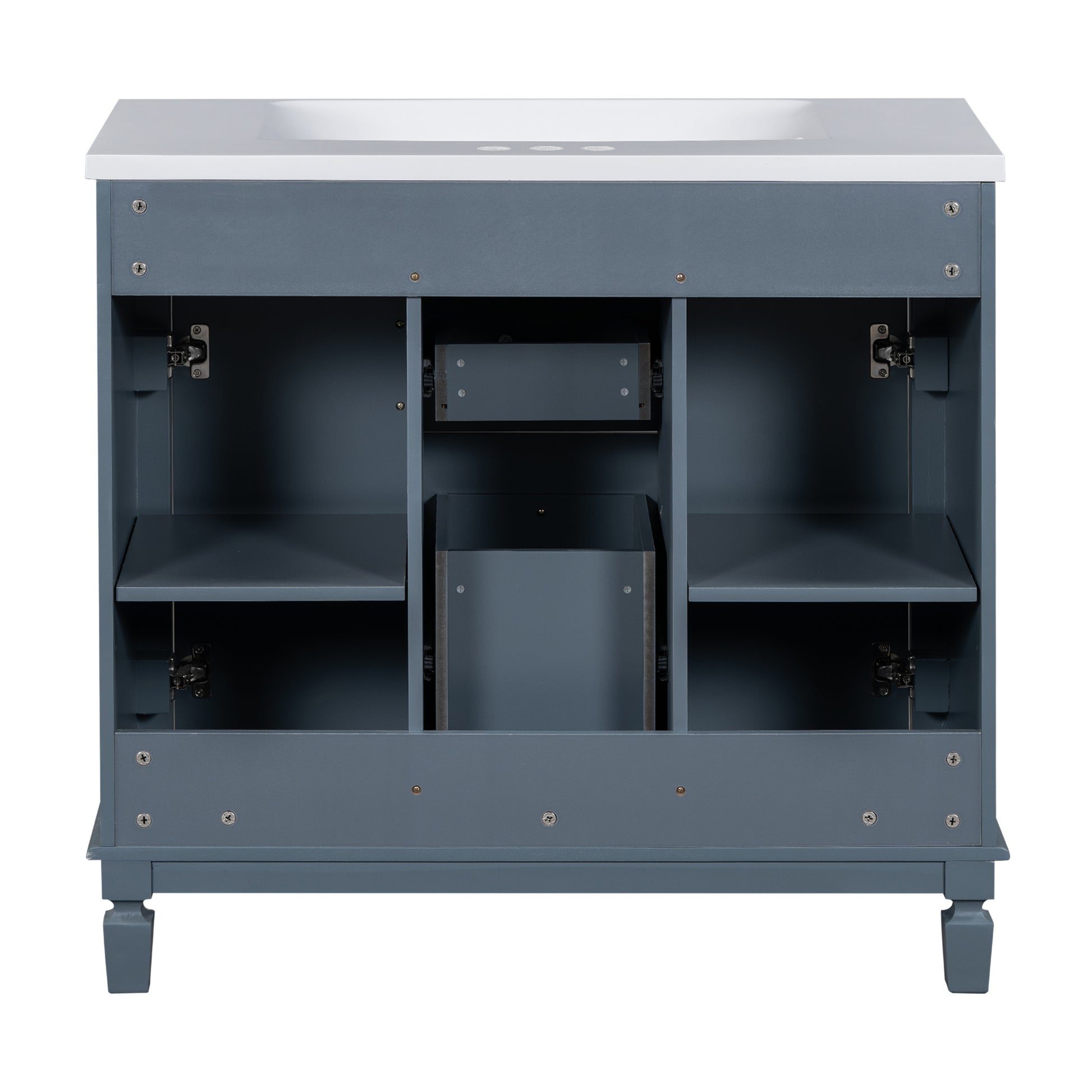 36'' Bathroom Vanity With Top Sink, Modern Bathroom Storage Cabinet With 2 Soft Closing Doors And 2 Drawers, Single Sink Bathroom Vanity Blue Mdf