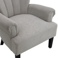 Modern Accent Living Room Chairs,Polyester Armchair Club Chair With Channel Back, Accent Chair For Living Room, Bedroom Reading Room, Soft Fabric, Wooden Leg, Light Grey Grey Primary Living Space Modern Foam Plywood
