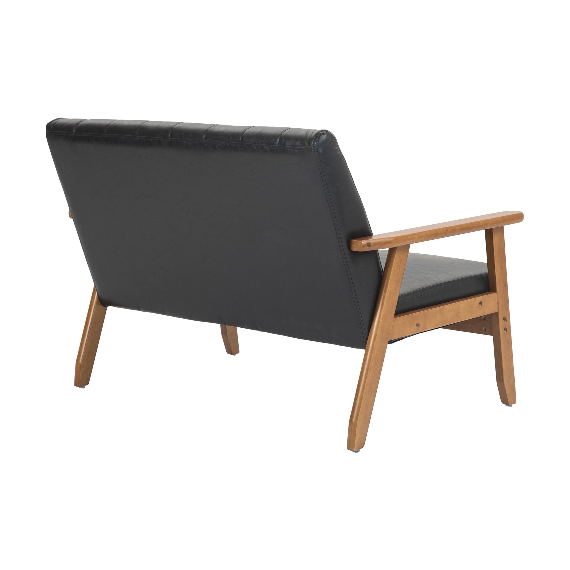 Coolmore Mid Century Modern Solid Loveseat Sofa Upholstered Pu Leather Loveseat, 2 Seat Upholstered Loveseat Sofa Modern Couch Black Pu Pu Leather 2 Seat