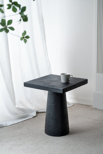 20X20X24" Black Square Side Table With Pedestal Base Black Primary Living Space Contemporary,Industrial,Minimalist,Modern,Ultra Modern Magnesium Oxide