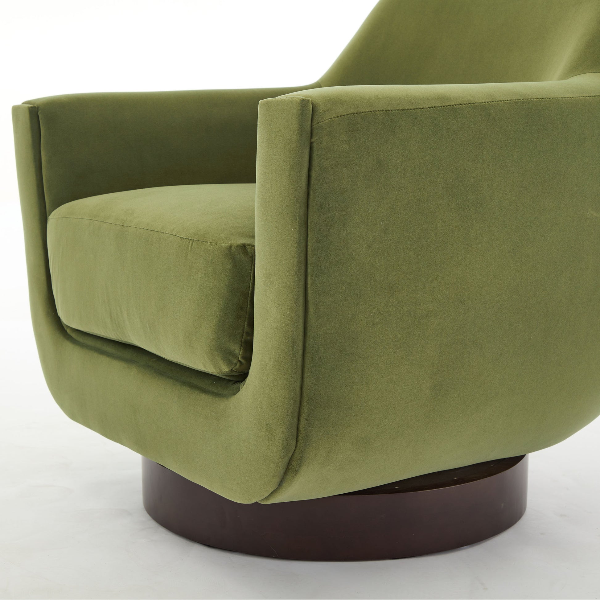 U Shaped Fully Assembled Swivel Chair Velvet Accent Chair Armchair Round Barrel Chair For Living Room Bedroom, Green Green Velvet