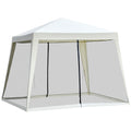 Outsunny 10'X10' Outdoor Canopy Tent, Slant Leg Sun Shelter With Mesh Sidewalls, Patio Tents For Parties, Cream White Cream White Steel
