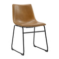 Industrial Faux Leather Dining Chairs, Set Of 2 Whiskey Brown Walnut Polyester Pu Leather