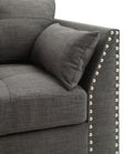 Light Charcoal Loveseat With 4 Pillows Grey Linen Wood Primary Living Space Loose Back Flared Arms Wood Fabric