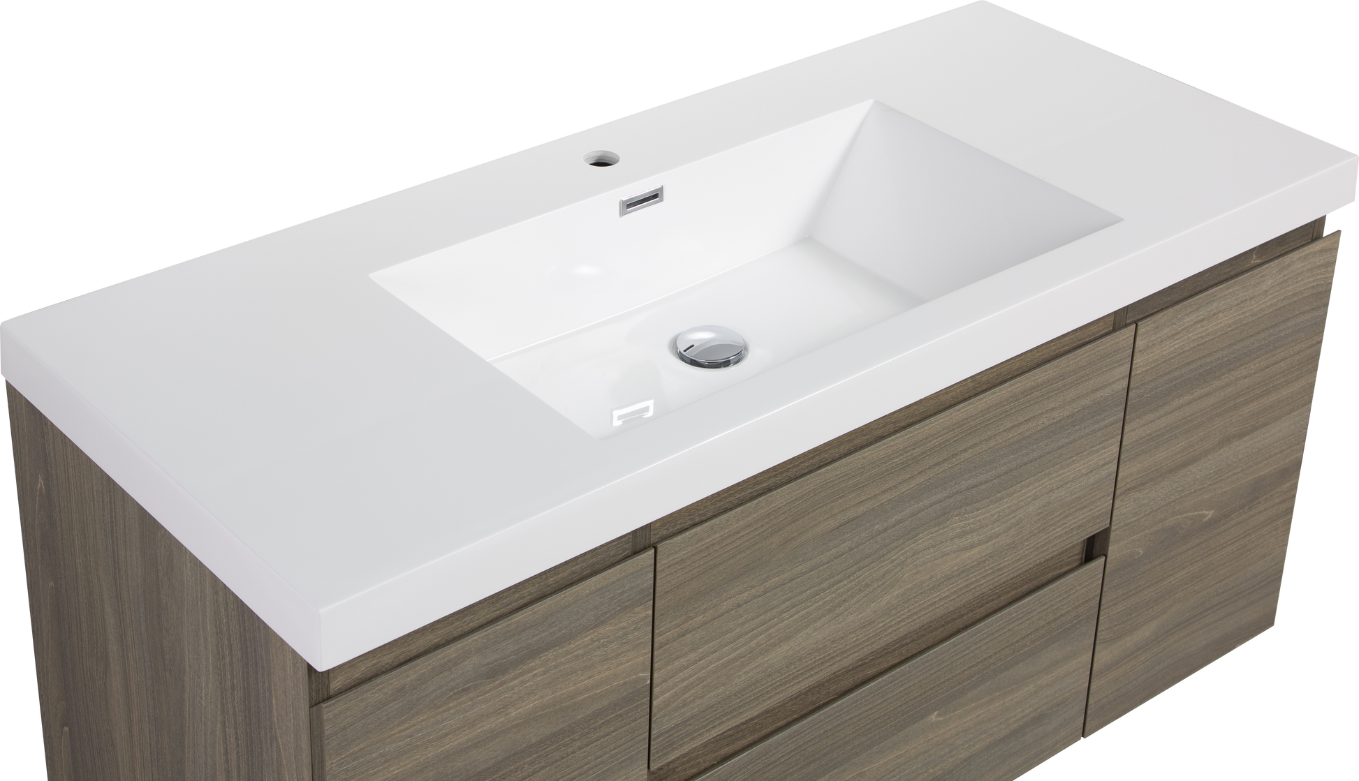 48" Floating Bathroom Vanity With Sink, Modern Wall Mounted Bathroom Storage Vanity Cabinet With Resin Top Basin And Soft Close Drawers, Ash Grey 24V11 48Ag 2 Grey 2 Bathroom Melamine