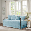 6 Piece Reversible Soped Edge Daybed Cover Set Blue Daybed Blue Polyester
