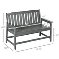 Outsunny Outdoor Bench, 2 Person Park Style Garden Bench With All Weather Hdpe, 704 Lbs. Weight Capacity Porch Bench With Slatted Back & Armrests, Dark Gray Dark Gray Plastic