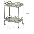 30 Inch Aluminum Bar Cart, 2 Tier Glass Shelves, Dynamic Accents, Silver Silver Aluminium