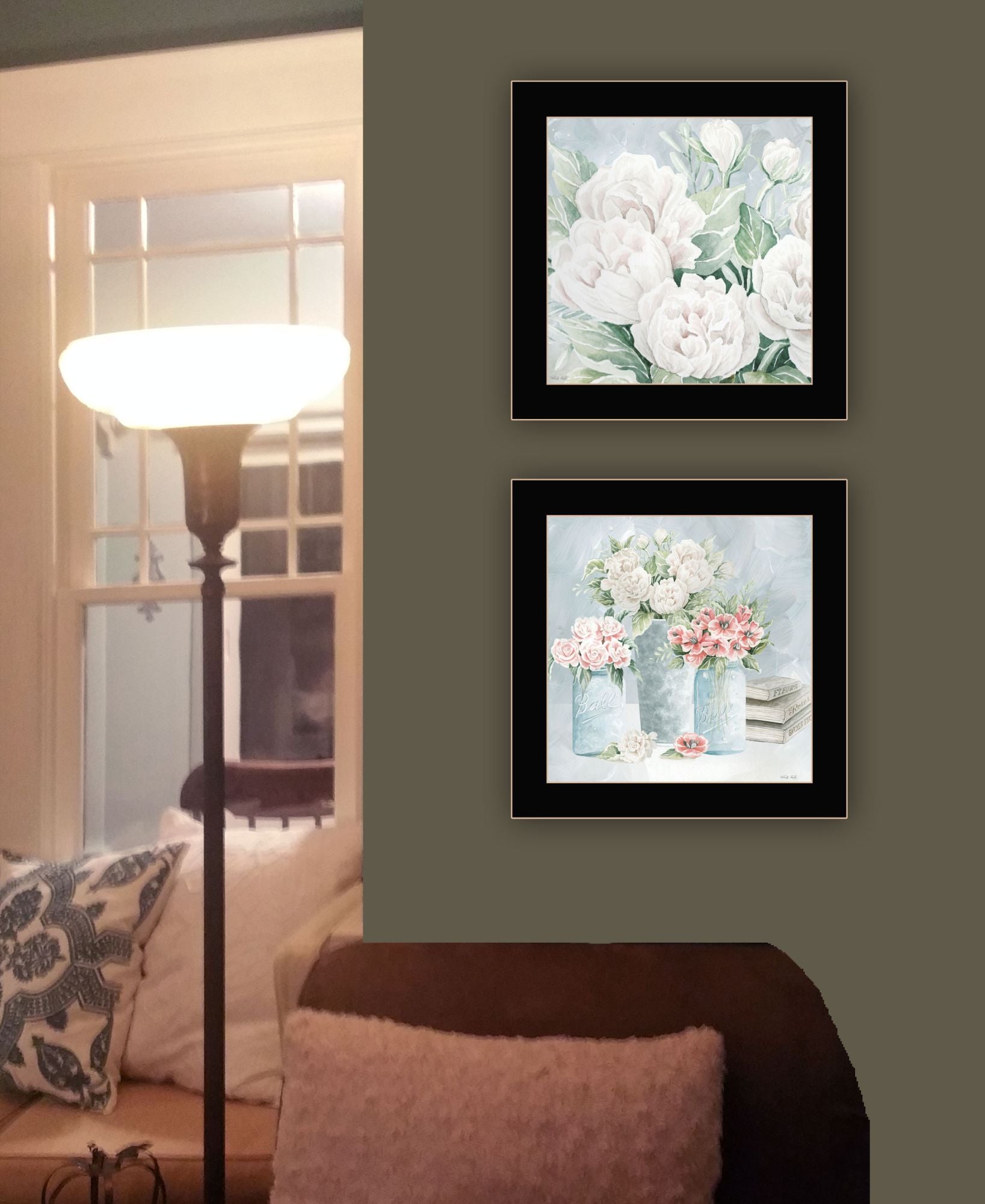 "Peaceful Pastel Peonies" Framed Wall Art For Living Room, Wall Art Print For Home Decor, Bedroom Wall Art By Cindy Jacobs Multicolor Wood Paper