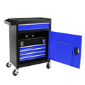 5 Drawer Rolling Tool Chest, High Capacity Tool Storage Cabinet W Lockable Wheels, Anti Slip Liner, Detachable Tool Box Organizer, Rolling Tool Cabinet Black Blue Steel