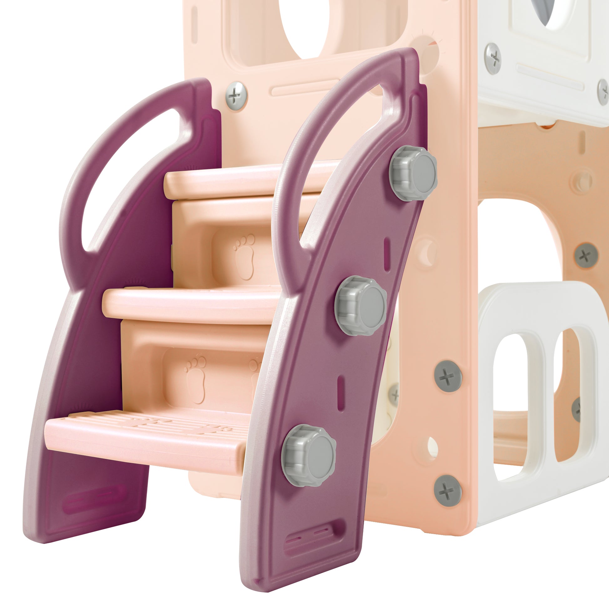 7 In 1 Toddler Slide Set, Freestanding Space Set With Slide, Kids Slide Playset Structure, Arch Tunnel And Basketball Hoop, Toy Storage Organizer For Toddlers, Kids Climbers Playground Purple 50 99 Lbs Cute 1 To 2 Years Hdpe Indoor & Outdoor Use
