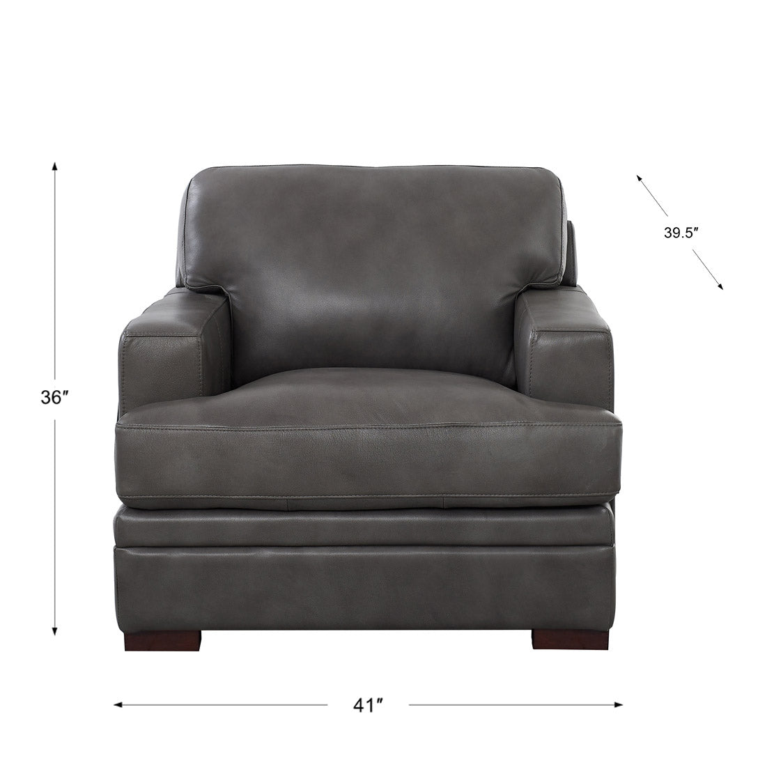 Georgia Leather Chair Light Gray Down Filling Genuine Leather