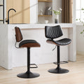 Walnut Bentwood Bar Stools Mid Century Modern Adjustable Counter Height Black Leather Upholstered 360 Swivel Bar Chairs For Kitchen Island Dining Room Cafe, 1 Chair 1Carton,Black Black Pu American Design 1 Foam Pu Leather