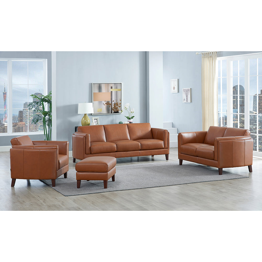 Maui Leather Sofa Brown Down Filling Genuine Leather 3 Seat