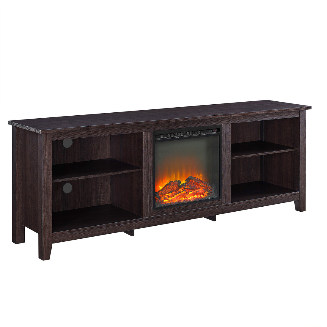 Modern Transitional Wood 70" Fireplace Tv Stand For 80" Tvs With 2 Shelves Espresso Espresso Mdf