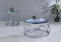 Lyda Coffee Table, Blue Marble Print & Chrome Finish Lv02095 Chrome Metal