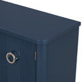 Simple And Atmospheric Solid Wood Veneer Fraxinus Mandschuric Cabinet With Three Acacia Solid Doors,Adjustable, Suitable For Study, Corridors,And Entrances. Navy Blue Mdf