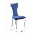 Blue And Silver Side Chairs With Metal Base Set