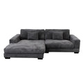 Bella Grey Corduroy Left Facing 2 Piece Sectional Grey Wood Corduroy 3 Seat