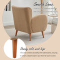 Modern Wingback Lounge Chair Stylish Design, Soft Fabric, Solid Wood Legs, Durable Frame,Brown Camel Boucle