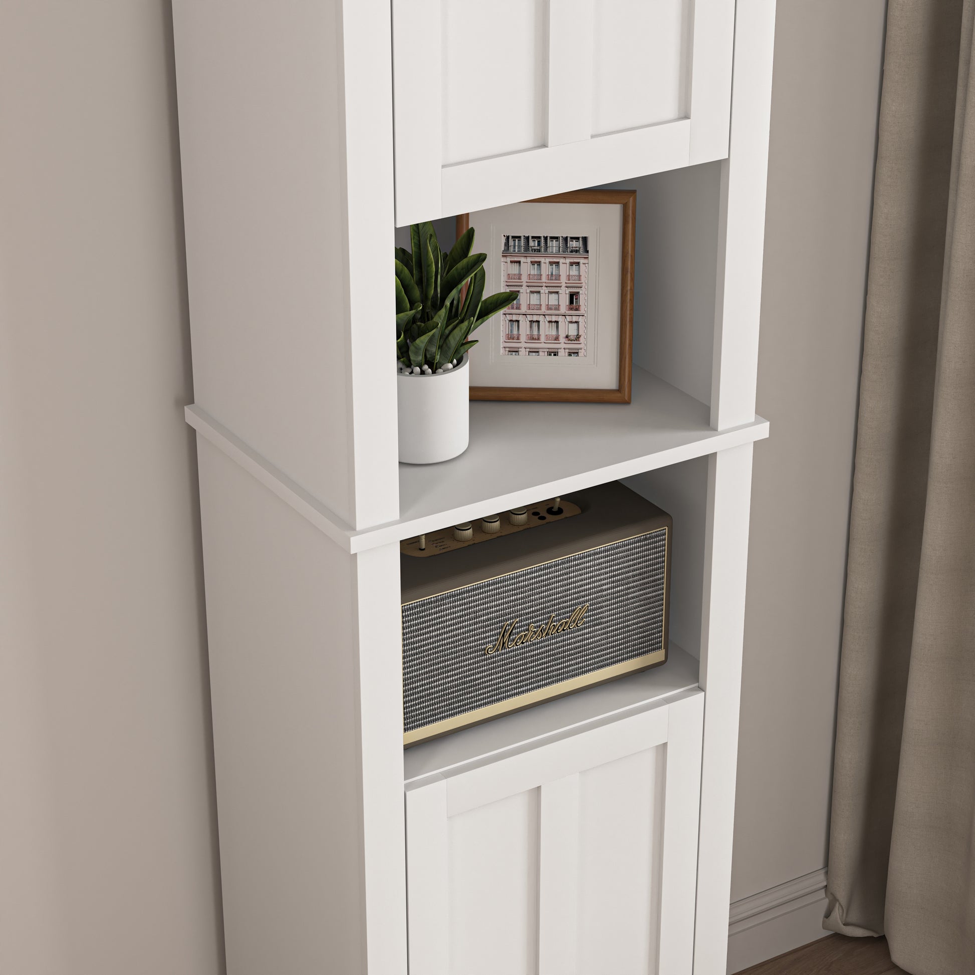 Bathroom Floor Storage Cabinet With 2 Doors Living Room Wooden Cabinet With 6 Shelves 15.75 X 11.81 X 66.93 Inch White Mdf