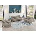 Lara Leather Sofa Stone Gray Memory Foam Genuine Leather 3 Seat