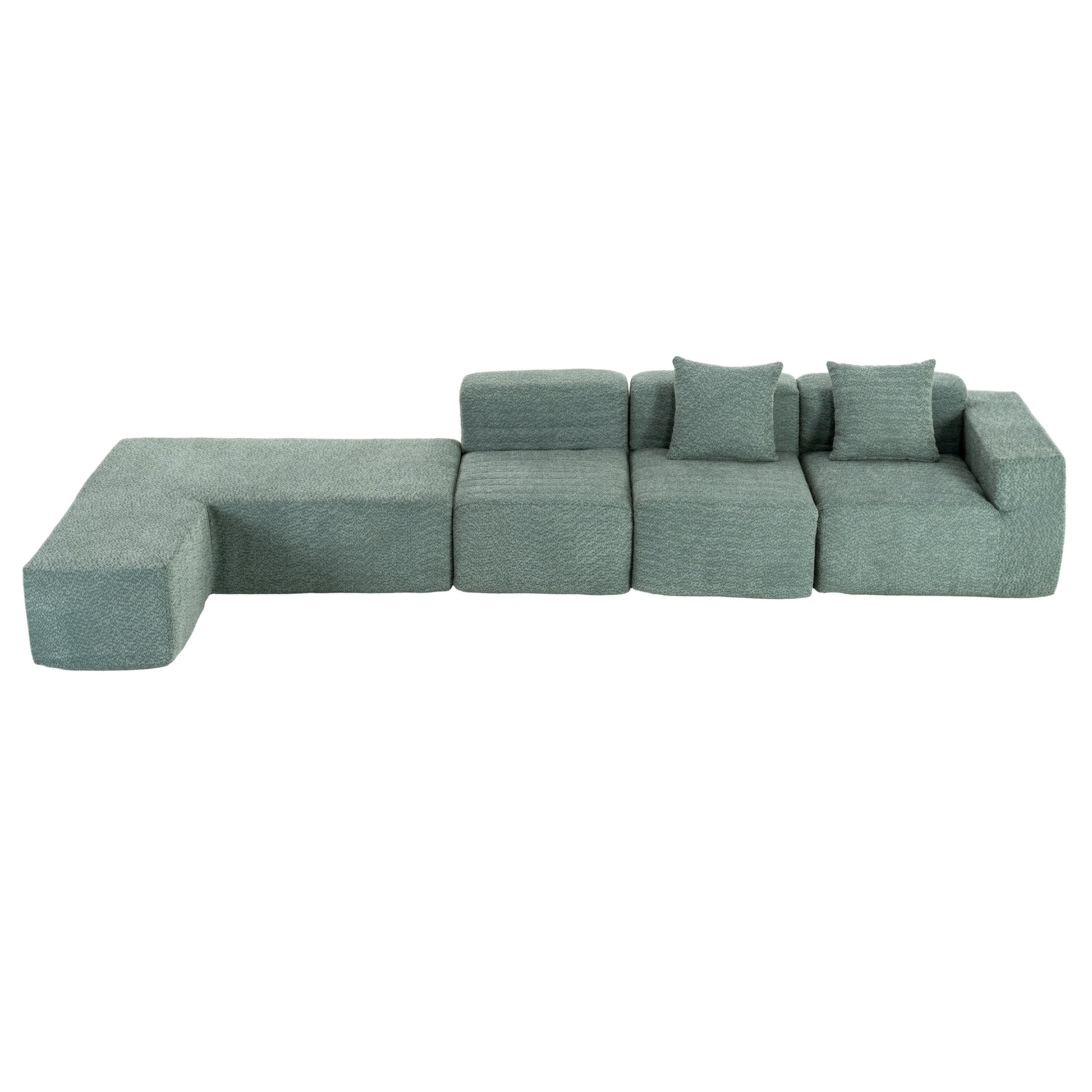 116.5" Sectional Sofa Full Compressed Sofa Couch Free Combined Sofa For Living Room, Green Green Foam Polyester 4 Seat