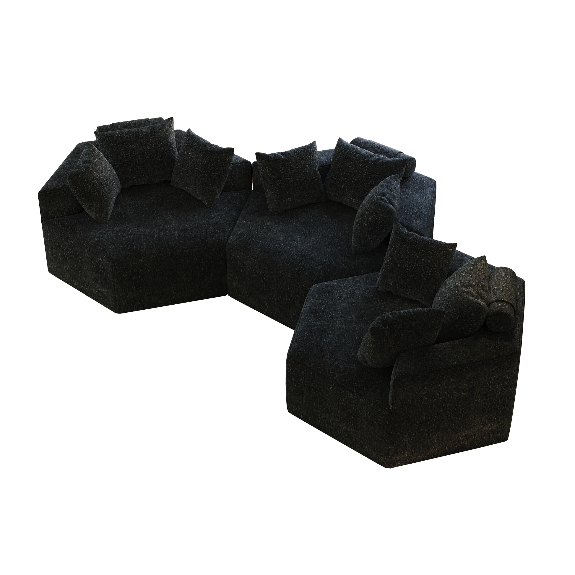 54''L Chenille Sponge Single Sofa,No Assembly Required,Fluffy Modern Sleeper Chair For Living Room, Bedroom, Lounge And Projection Room Black Foam Chenille 1 Seat