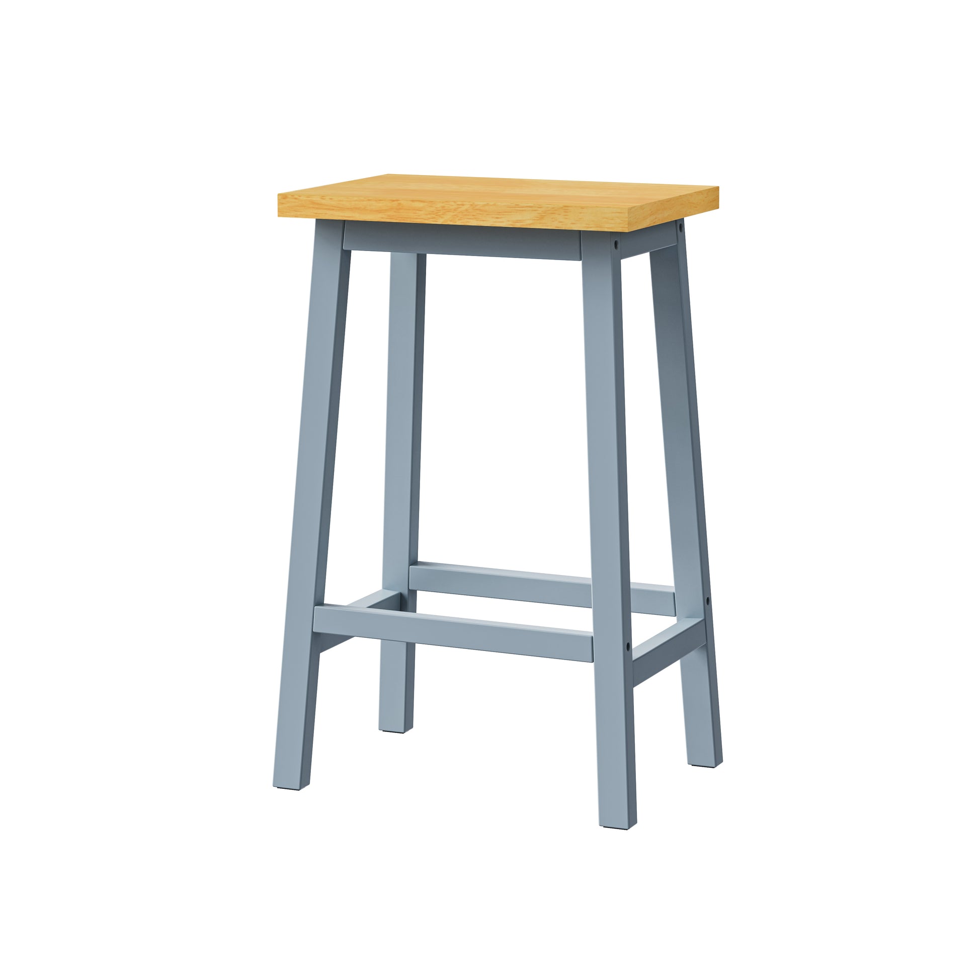 K&K Solid Wood Bar Stools Not Cheap Iron , 25.6" Tall Set Of 2 Bar Chairs, Kitchen Counter Stools With Footrests, Farmhouse Stools For Dining Room, Kitchen, Counter, Grey Blue Grey Blue Gray Kitchen