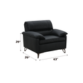 Eilene Chair, Black Top Grain Leather Lv03702 Black Upholstered