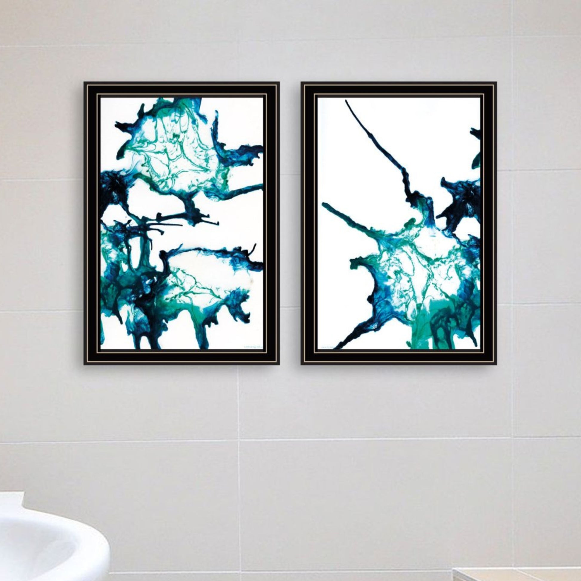 "Abstract Ocean Living" Framed Wall Art For Living Room, Wall Art Print For Home Decor, Bedroom Wall Art By Kamdon Kreations Multicolor Wood Paper