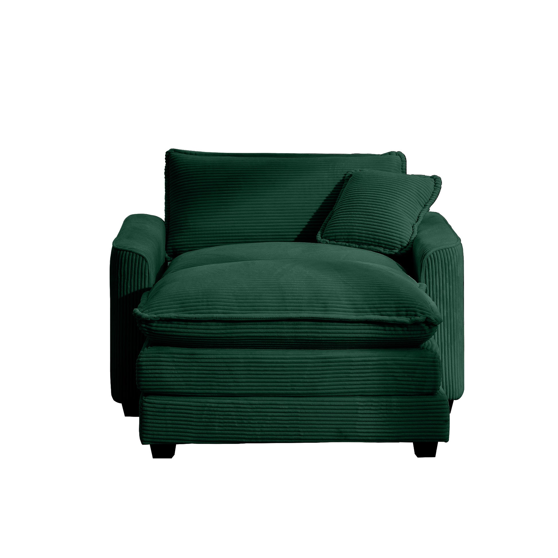 Comfortable Single Chair Deep Seat Sofa With Footstool With One Pillow, Suitable For Living Room And Bedroom, Club Multiple Occasions, Green Corduroy Fabric Green Corduroy 1 Seat