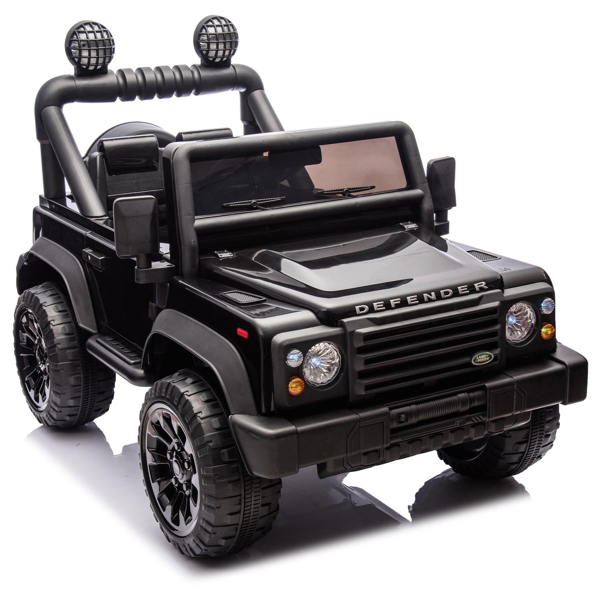 Licensed Land Rover Defender Volta 5008 24V Kids Ride On Car W Parents Control,2Wd,Four Wheel Suspension,Bluetooth,Mp3,Music,Adjustable Volume,Power Display,Led Lights,Speeds 1.86 3.11Mph For Kids 3 7 Black Polypropylene