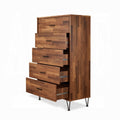 Walnut 5 Drawer Chest With Metal Legs Walnut Bedroom Contemporary Particle Board Mdf