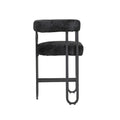 Coolmore Bar Stools Set Of 1, Modern Bar Stool With Back, Black Metal Frames, Upholstered Bar Stools For Kitchen Island, Pub, Club Black Chenille Black Primary Living Space Foam Chenille