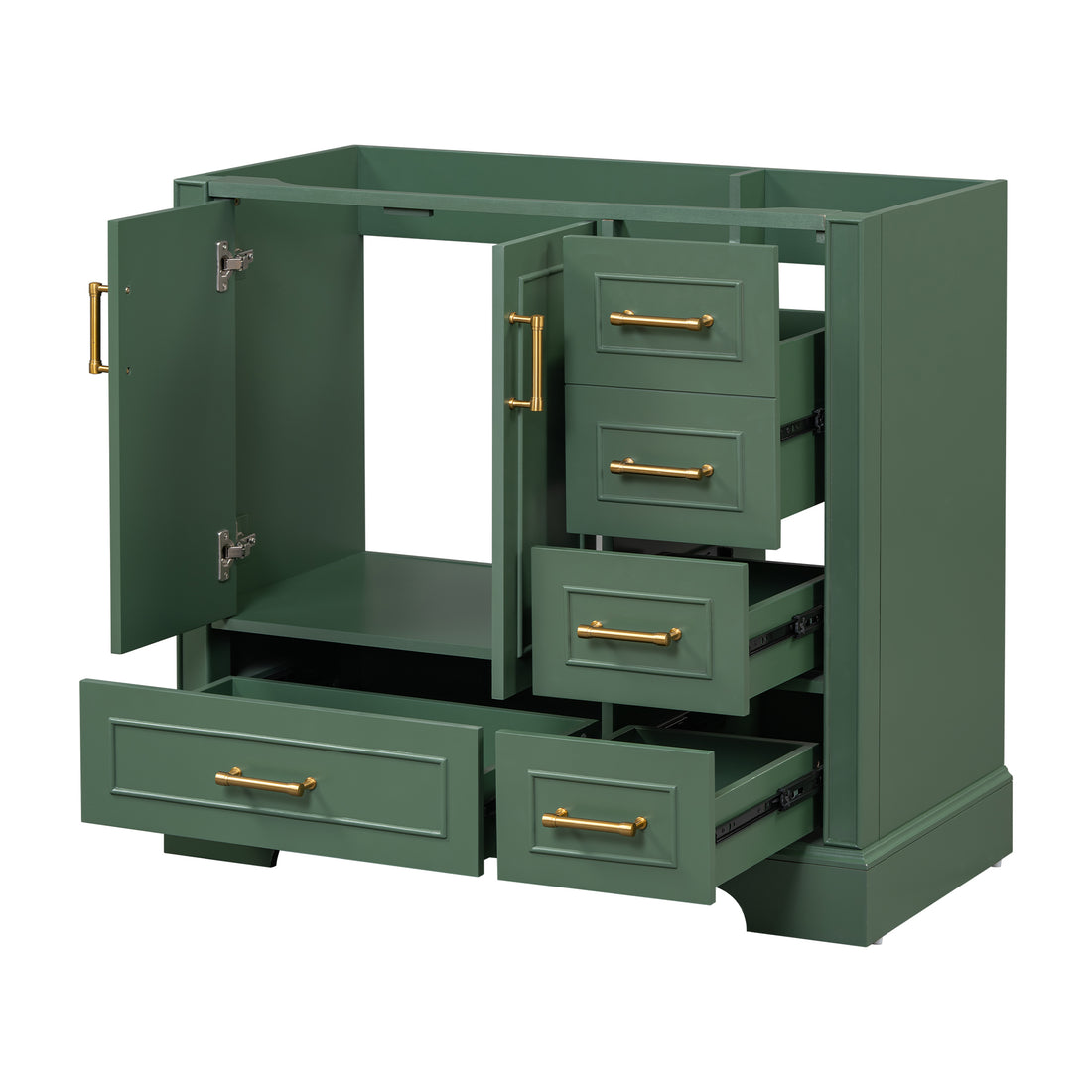 Cabinet Only 36" Green Traditional Bathroom Vanity Sink Not Included Green Bathroom American Traditional Solid Wood Mdf