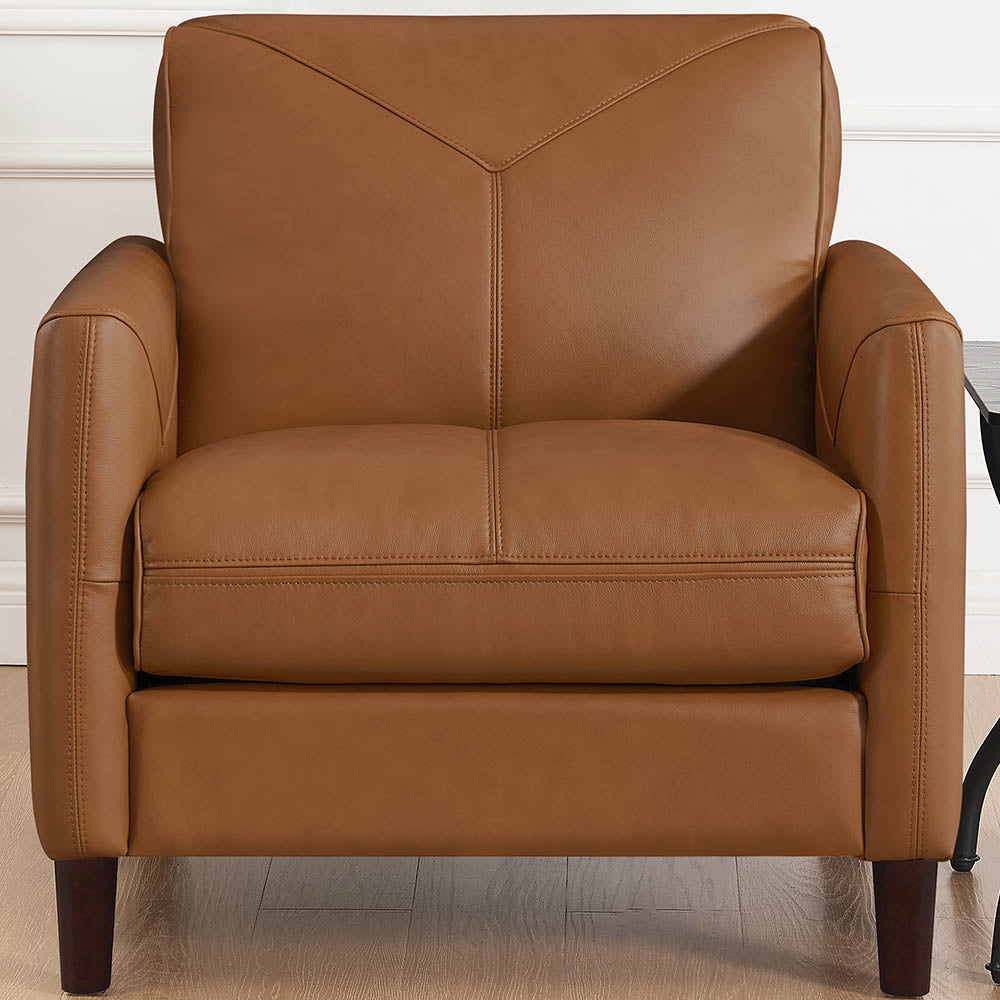 Yorkdale Leather Chair Cognac Down Filling Genuine Leather