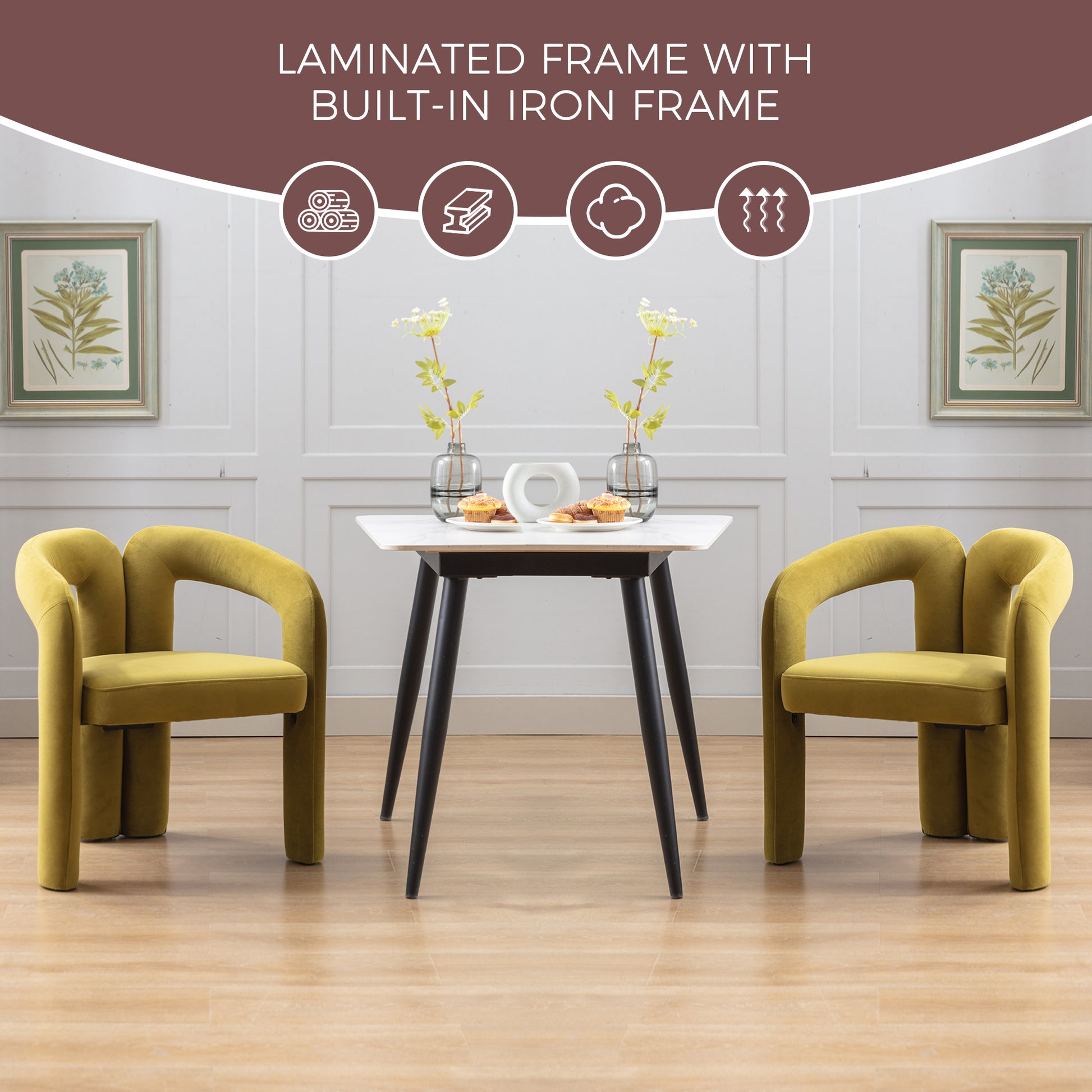 Coolmore Contemporary Designed Velvet Fabric Upholstered Accent Dining Chair Barrel Side Chairs Kitchen Armchair For Living Room Set Of 2 Olive Velvet Olive Foam Velvet