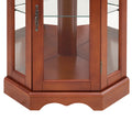 Corner Curio Cabinet With Lights, Adjustable Tempered Glass Shelves, Mirrored Back, Display Cabinet,Walnut E26 Light Bulb Not Included Walnut Mdf