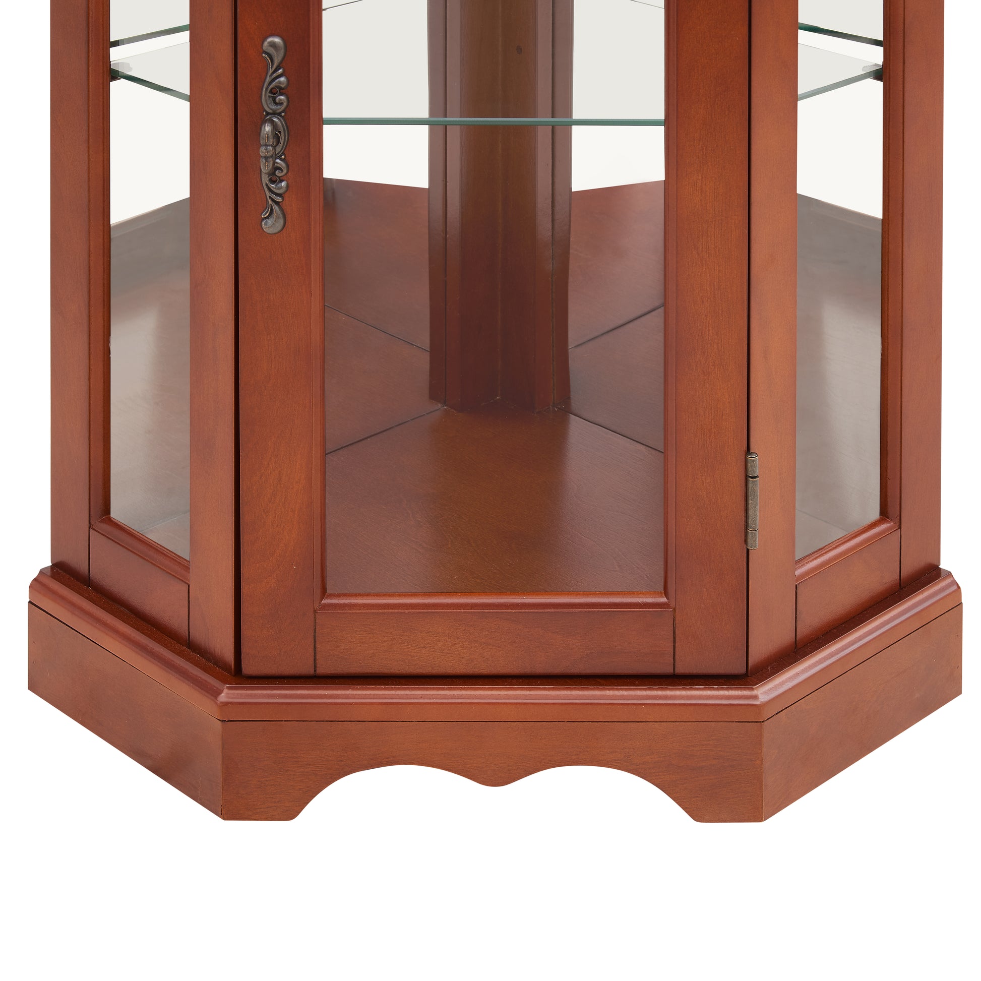 Corner Curio Cabinet With Lights, Adjustable Tempered Glass Shelves, Mirrored Back, Display Cabinet,Walnut E26 Light Bulb Not Included Walnut Mdf