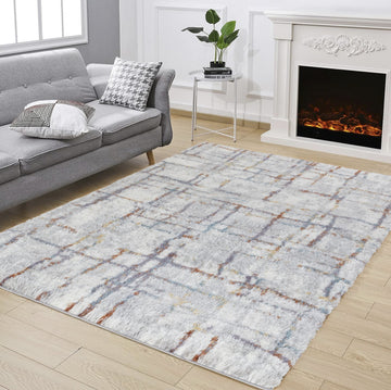 Loft Shag Gc Czy1009 Multi 5 Ft. 3 In. X 7 Ft. Shaggy Area Rug Ivory Polyester