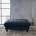 Madrid Kd Tufted Ottoman Navy Blue Fabric