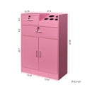 Locking Beauty Salon Storage Cabinet Hair Dryer Holder Stylist Equipment Drawer Pink Mdf