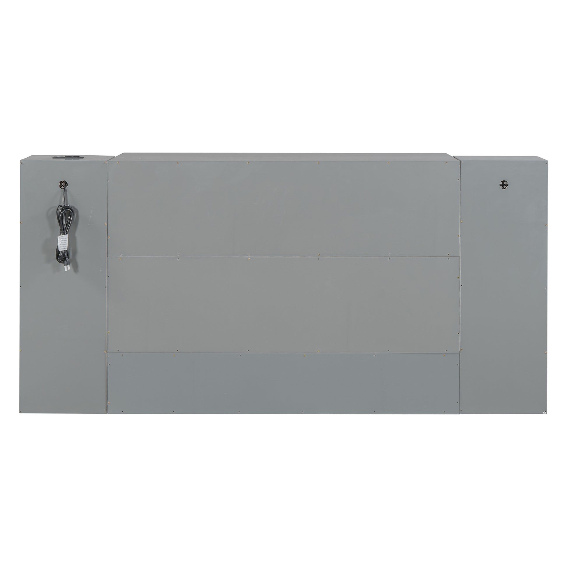 Full Size Murphy Bed Wall Bed With Drawer And Rattan Decoration With 2 Storage Cabinets, One Set Of Sockets & Usb Ports, Pulley Structure Design, Gray Full Gray Plywood