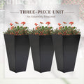 Outsunny Set Of 3 Tall Planters With Drainage Hole, 28