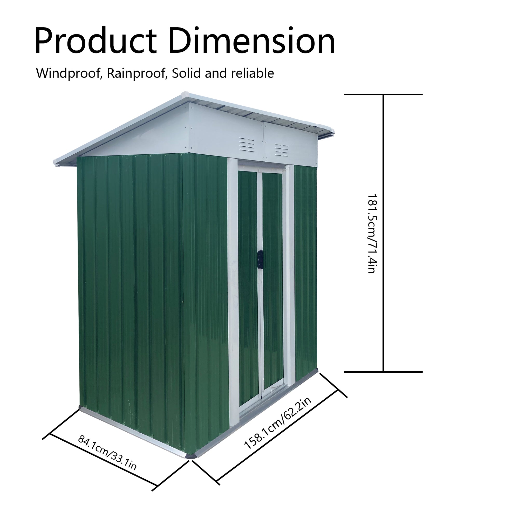 5X3 Feet Small Mini Outdoor Storage Sheds Pent Roof Green With Aluminum Alloy Frame And Sliding Door Green Garden & Outdoor Abs Pc Metal