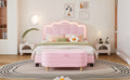 2 Pieces Bedroom Sets Full Size Flower Shaped Upholstered Led Platform Bed With Storage Ottoman Sherpa Fabric, Pink Full Pink 2 Piece Set Wood