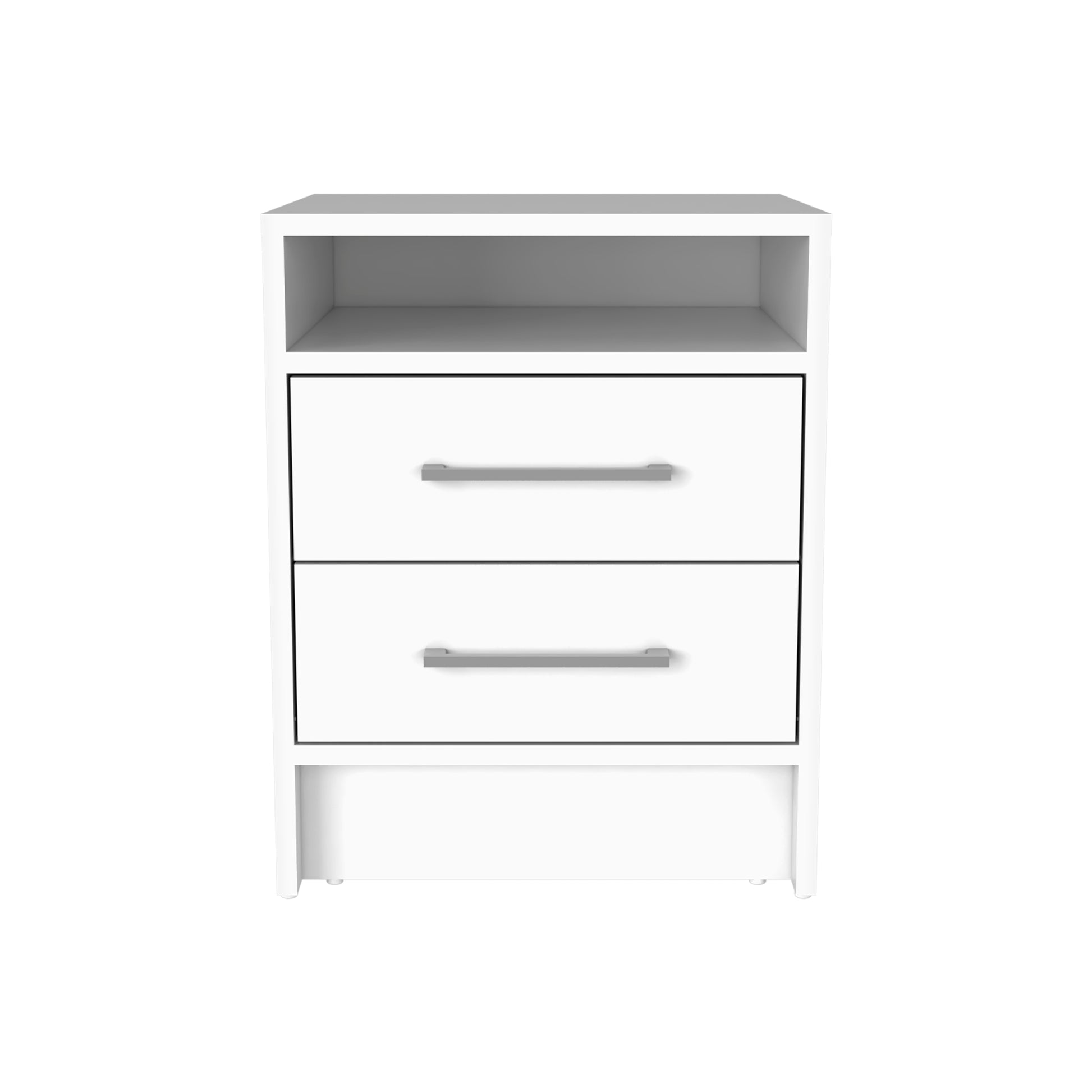 Greter 24" Two Drawer Night Stand With Open Shelf White White Particle Board